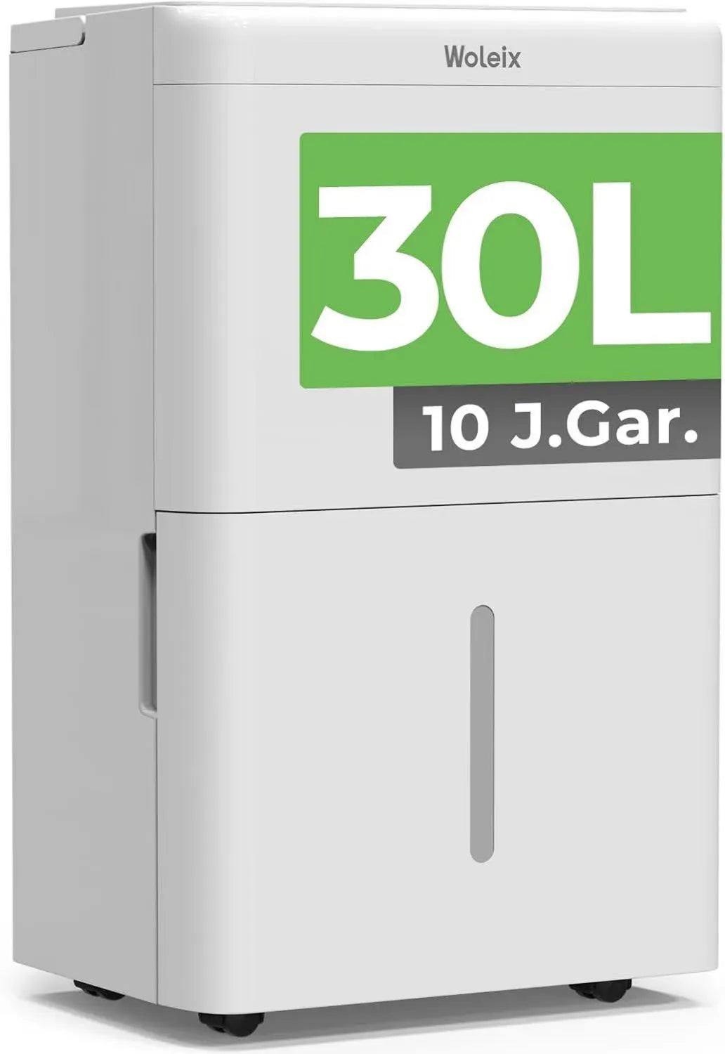 Elektrischer Luftentfeuchter 30L für Keller bis 245m³, leise mit Filter und Ablaufschlauch, Timer, 10 Jahre Garantie