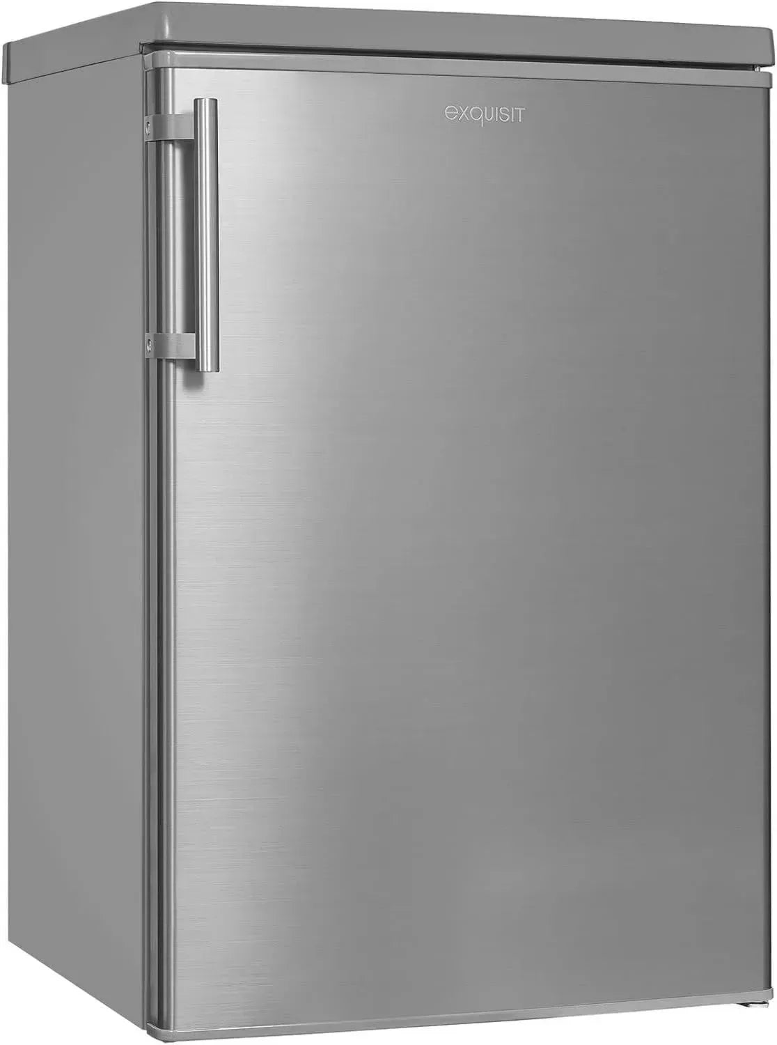 Exquisit Kompaktkühlschrank KS16-4-HE-040E, 109L, Edelstahldesign, Gemüse- & Gefrierfach, LED-Beleuchtung