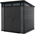 Keter Cortina 7x7 Gartenhaus, wetterfestes EVOTECH™-Material, Doppelttüren, modernes Design, Grau, 228 x 223 x 252 cm