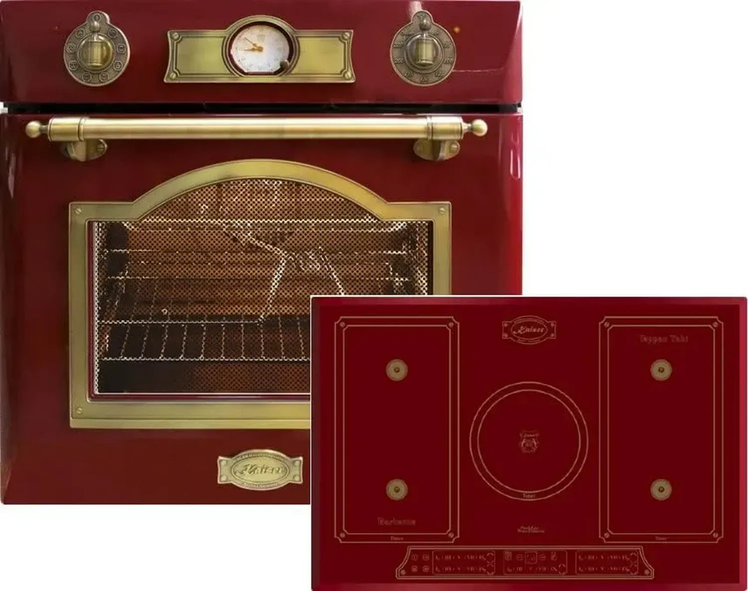 Kaiser Empire Induktionsherd Set mit Backofen, Rot, 77 cm