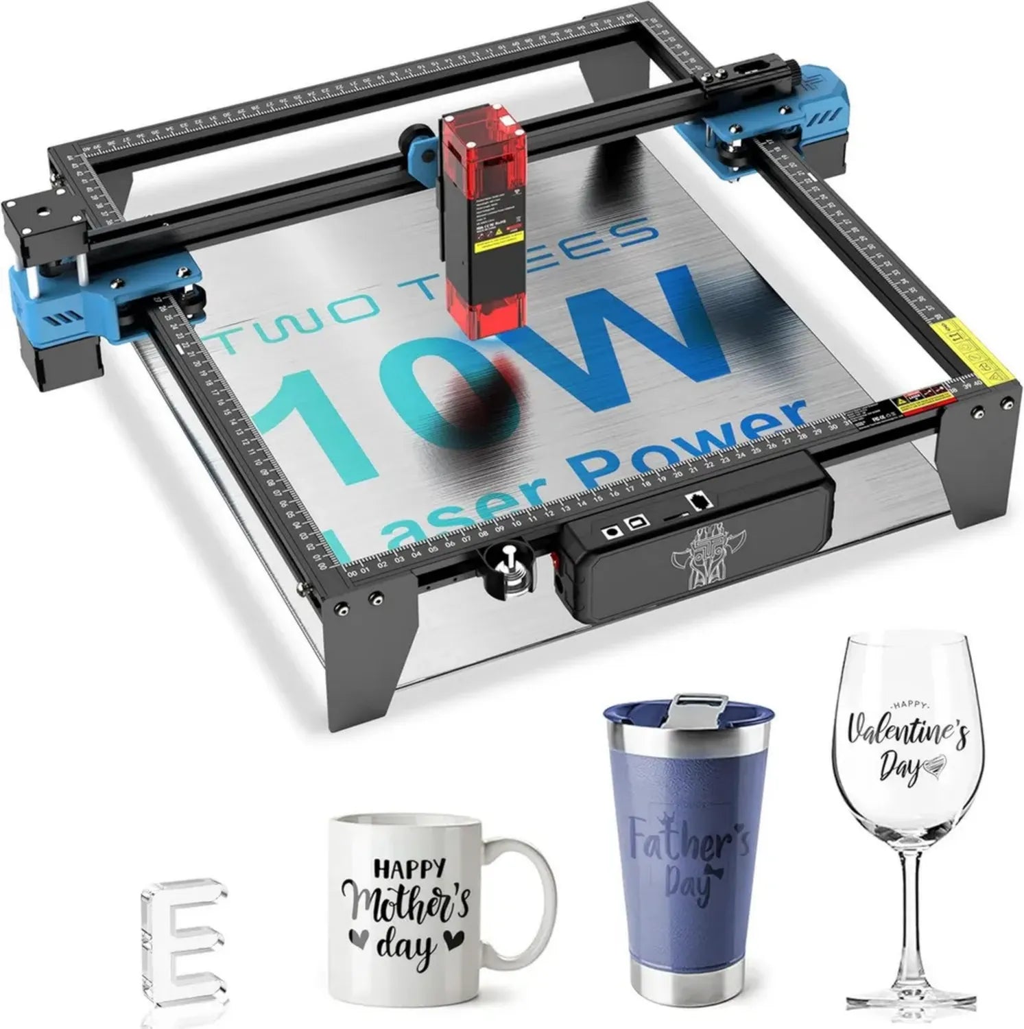 Leistungsstarke Twotrees TTS-10 PRO Lasergravurmaschine, 10W, vielseitig für Holz, Metall, Acryl, Glas und Leder, 0,06mm Präzisionslaserspot, 30000mm/min Geschwindigkeit, 300x300mm Arbeitsbereich