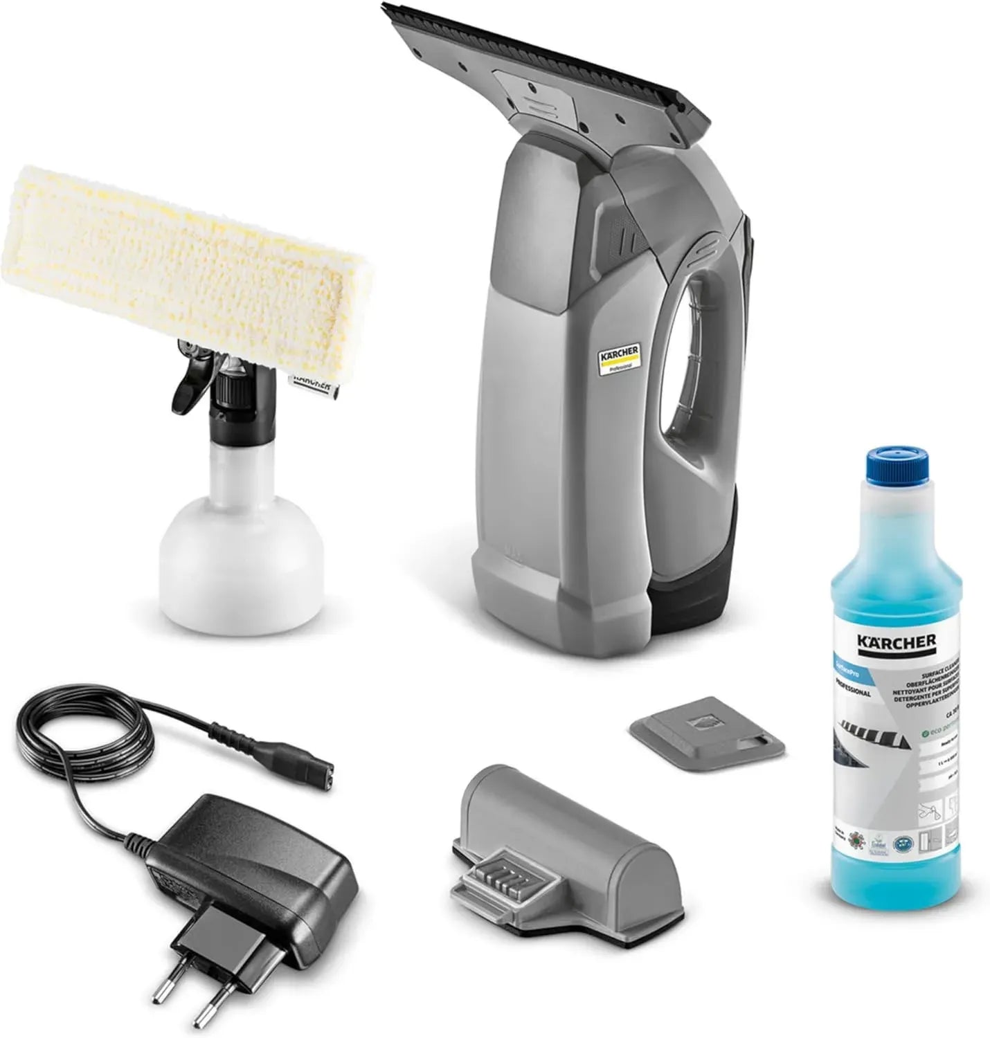 Kärcher WVP 10 Akku-Fenstersauger, 35 Min Laufzeit, 280 mm Düse, Mikrofaser-Sprühflasche, Ladegerät, 500 ml Reiniger