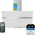 KKT KOLBE A+++ 80 cm Kopffrei-Wandhaube 782 m³/h, Edelstahl und Weißglas mit WLAN und RGBW-LED, SensorTouch