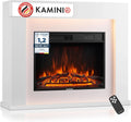 Matti Elektrokamin mit 3D-Flammeneffekt und LED-Ambiente, 38 Zoll, Weiß