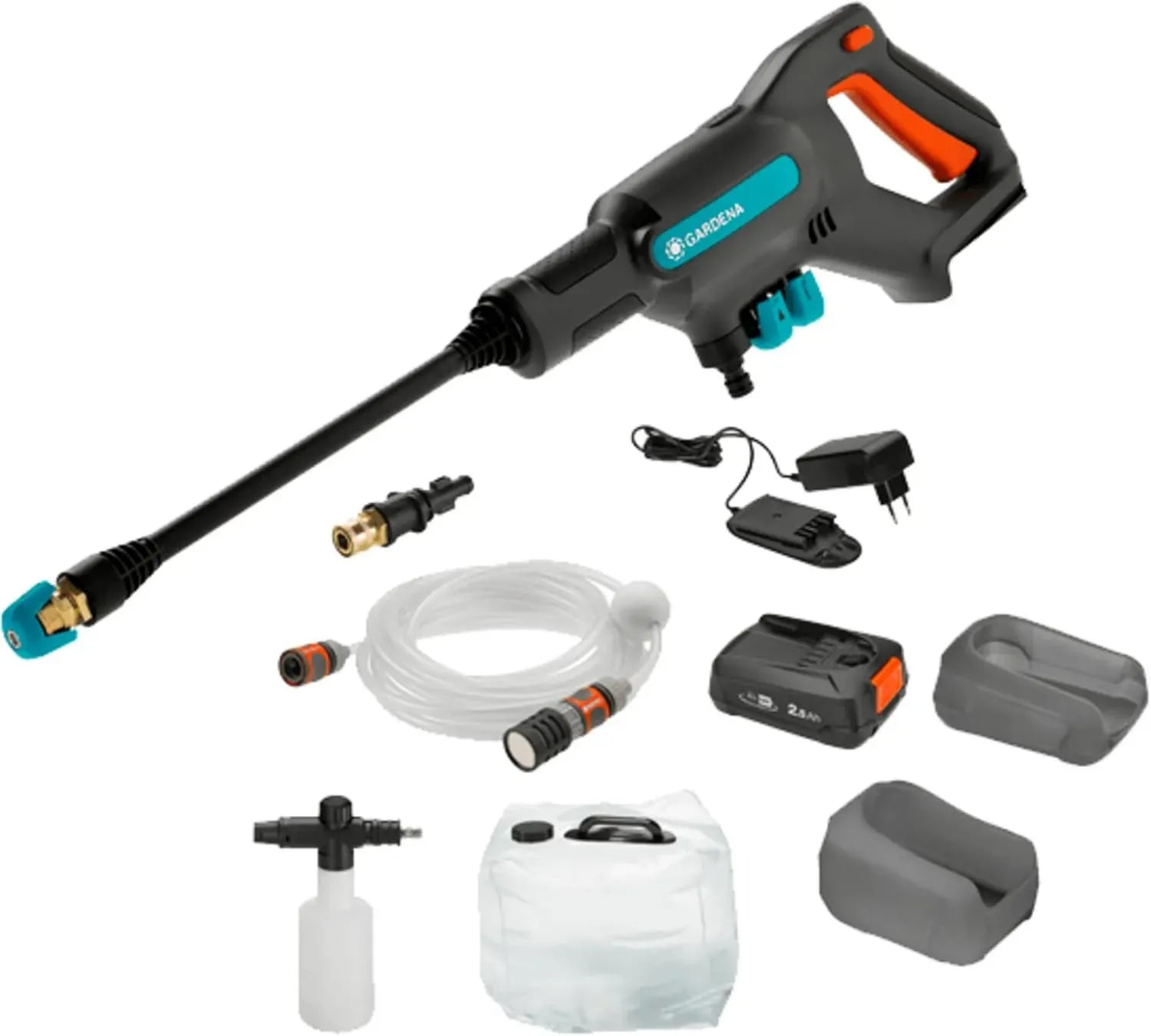 Gardena Akku-Hochdruckreiniger AquaClean 24/18V P4A Premium Set: Leistungsstarker Reiniger mit 3 Druckstufen, 24 bar, inkl. Akku und Ladegerät