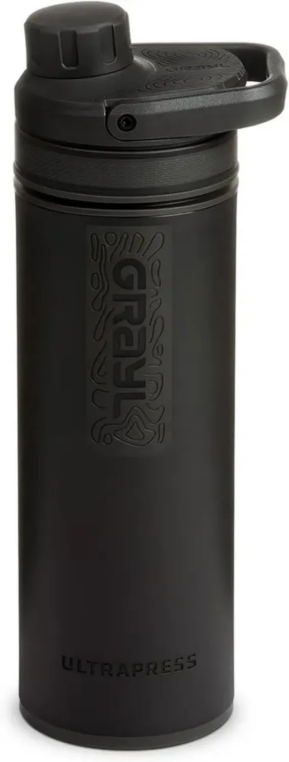 GRAYL UltraPress Wasserfilter-Flasche für Outdoor-Abenteuer, Wandern und Reisen in Schwarz