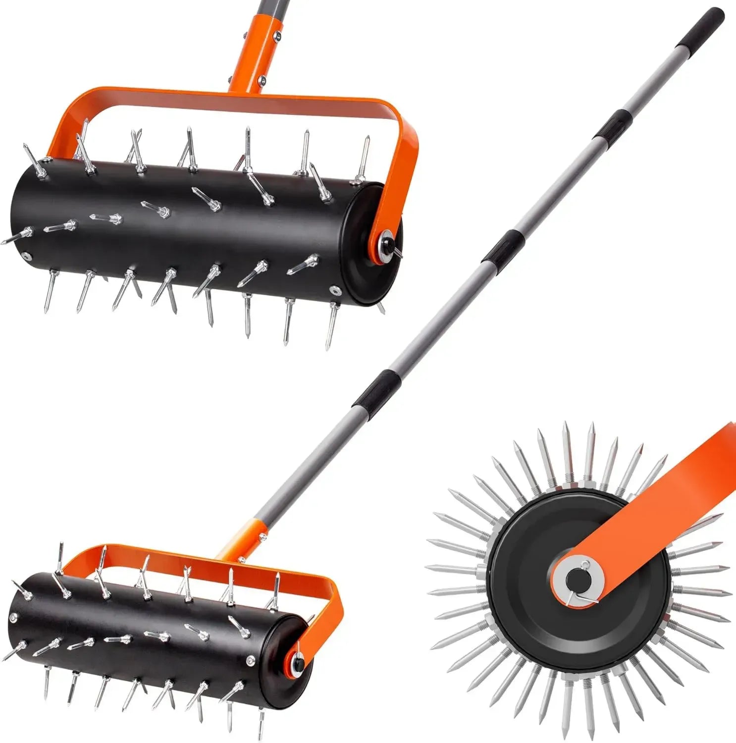Handrasenlüfter mit 42 Spikes, Verstellbarer Griff 180 cm, Robustes Aerator-Werkzeug