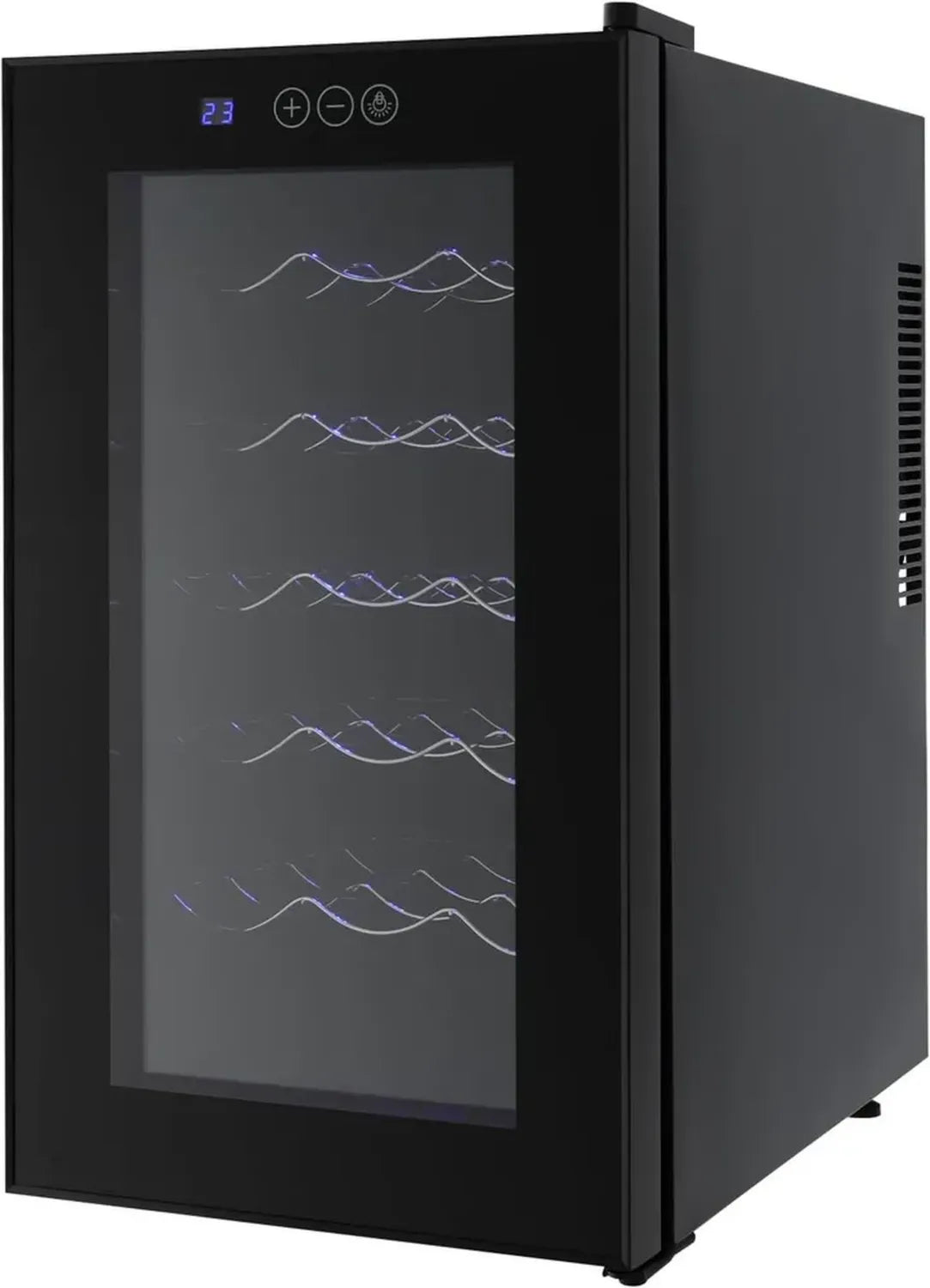 Kompakter Weinkühlschrank mit LED-Touchscreen, 18 Flaschen, Einstellbare Temperatur, Glasdesign