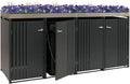 Metall-Mülltonnenbox mit Pflanzkasten, 4er für 120x260cm, 95kg, Anthrazit