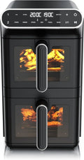Arendo Hei-Luftfritteuse XXL mit Dual Zone und 11L Kapazität, Sichtfenster, 6 Programme, BPA-frei, 3D Umluft