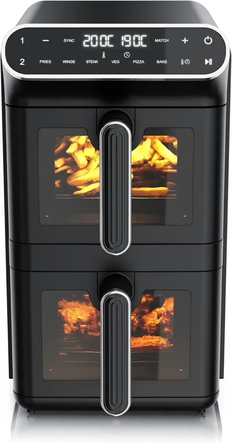 Arendo Hei-Luftfritteuse XXL mit Dual Zone und 11L Kapazität, Sichtfenster, 6 Programme, BPA-frei, 3D Umluft