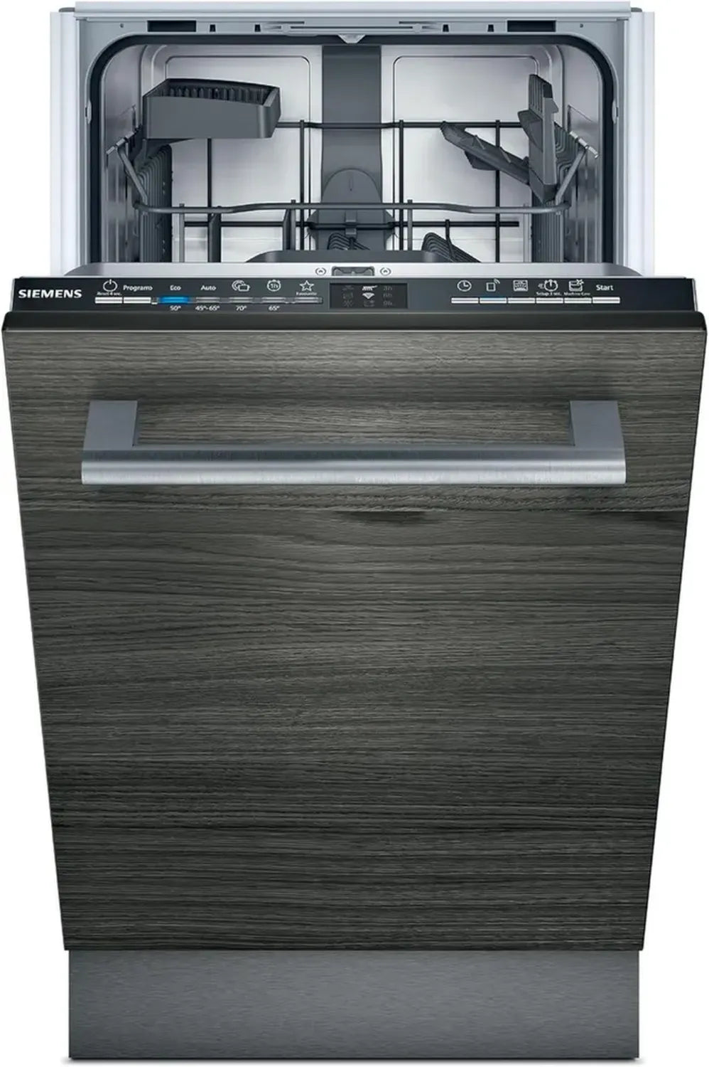 Siemens SR61IX05KE iQ100 Vollintegrierter Geschirrspüler 45 cm, Besteckkorb, Schnelle Reinigung, Leiser Betrieb, Home Connect Funktion, Sicherheitssystem, Schwarz