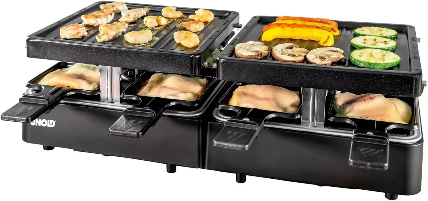 Unold Raclette-Grill für 8 Personen, erweiterbar, 1300 W, doppelter Grillbereich