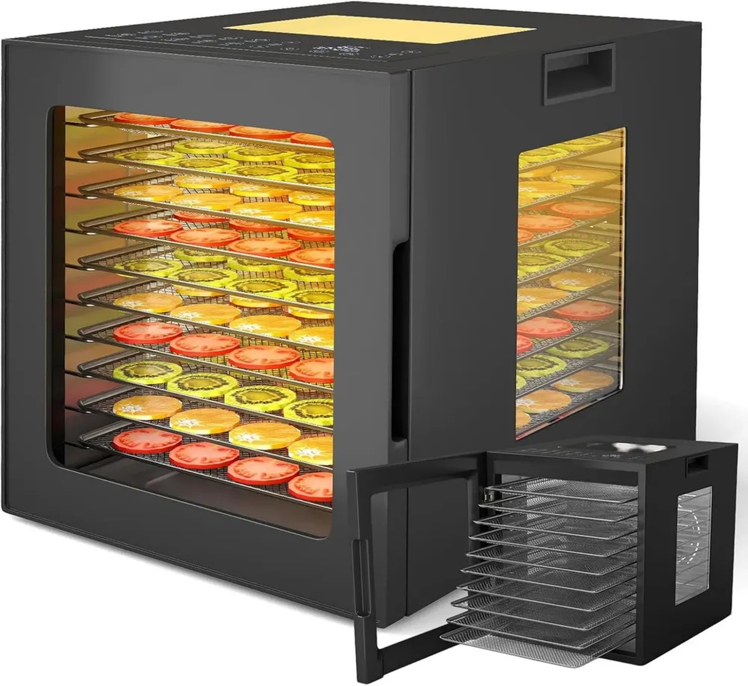 RELAX4LIFE 850W Edelstahl Dörrautomat mit 10 Einschüben, LED-Anzeige, Temperatur 35-75°C & 48H Timer, Lebensmitteltrockner für Obst, Gemüse, Fleisch