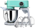 Multifunktionale Küchenmaschine 5L mit Edelstahlschüssel und 8 Geschwindigkeiten, inklusive Timer, Knethaken und Rührbesen (Blau)
