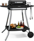 Klarstein Gatsby Elektrogrill 3050W - Rauchfreier Grill mit Antihaftplatte, für drinnen & draußen, Bis 240°C, Mit Seitentischen
