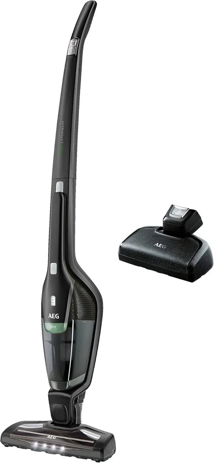 AEG CX7-2-45MÖ Akku-Staubsauger mit Elektrobürste, 2in1, 50% recyceltes Material, beutellos, 45 Minuten Laufzeit, LED-Licht, freistehend, schwarz
