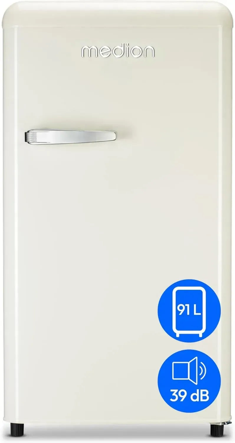 Retro Kühlschrank 91L, höhenverstellbar, freistehend, Creme