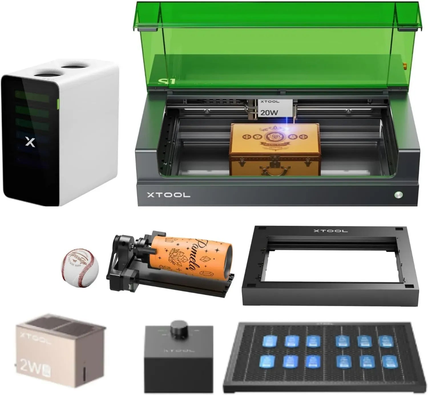 xTool S1 20W Deluxe Set mit 1064nm Modul und SafetyPro AP2 Luftreiniger