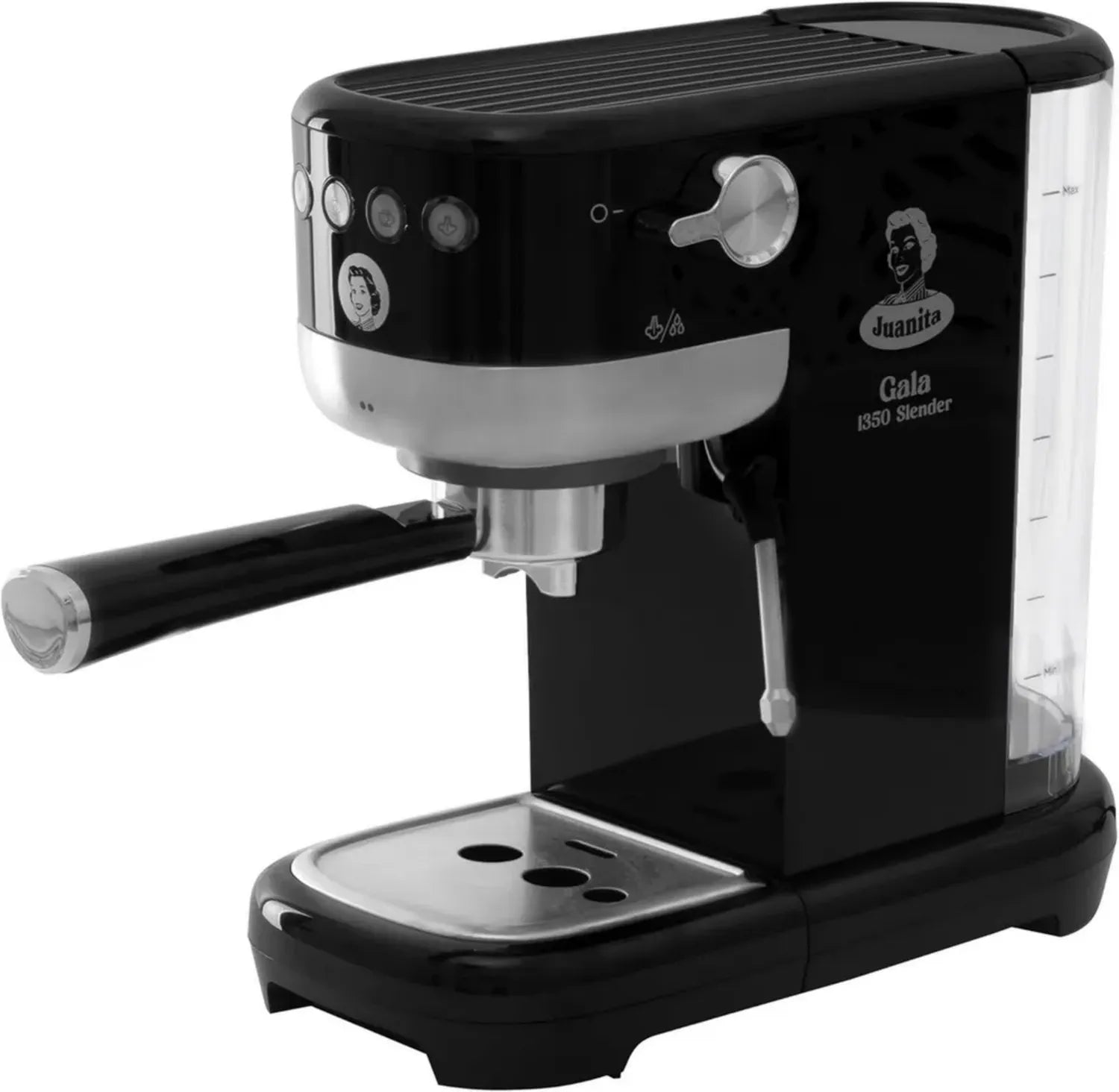 Juanita Gala 1350W Kaffeevollautomat mit Mahlwerk, 20 Bar Druck, 1,3L Tank, Espressomaschine mit Doppelauslauf und Dampfdüse