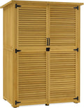 MCombo Wetterfester Holz-Gartenschrank, Kompaktes Gartenhaus für Terrasse und Balkon, 59x127x168 cm, Natur