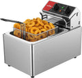 CROSSON 8L Elektro-Fritteuse mit EGO-Thermostat, 30-Minuten-Timer, abnehmbarer Ölbehälter, robuster Edelstahlkorb, drehbarer Fritteusekopf