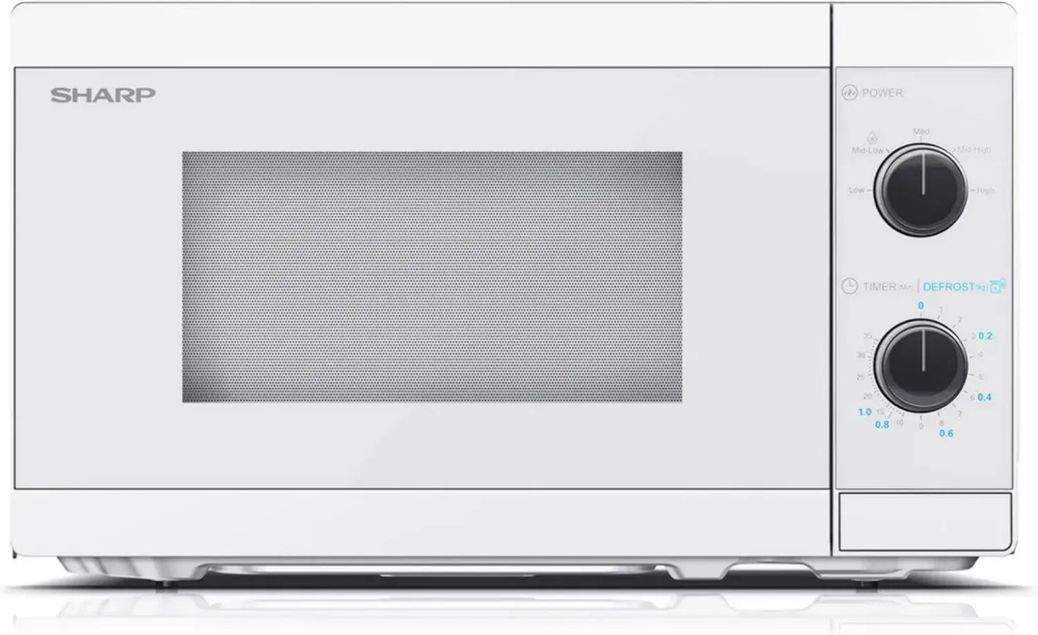 Sharp 20L Mikrowelle mit 5 Leistungsstufen und Auftaufunktion, Kristallweiß