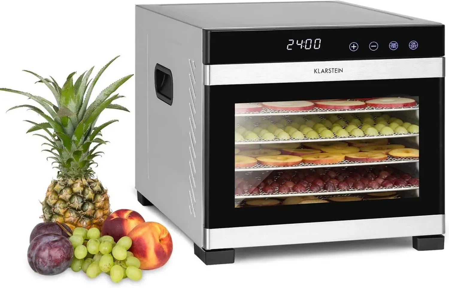 Klarstein Flavour Dry Dörrautomat mit 6 Edelstahl-Ablagen, LCD-Touchscreen, Timerfunktion, 360° Luftzirkulation, digitalem Thermostat, 35-75 °C