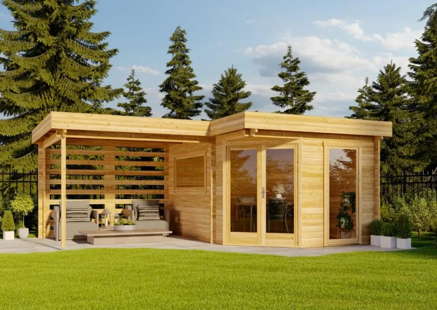 Gartenhaus Holz Pepe Optima 618x462cm, 40mm Wand, Natur