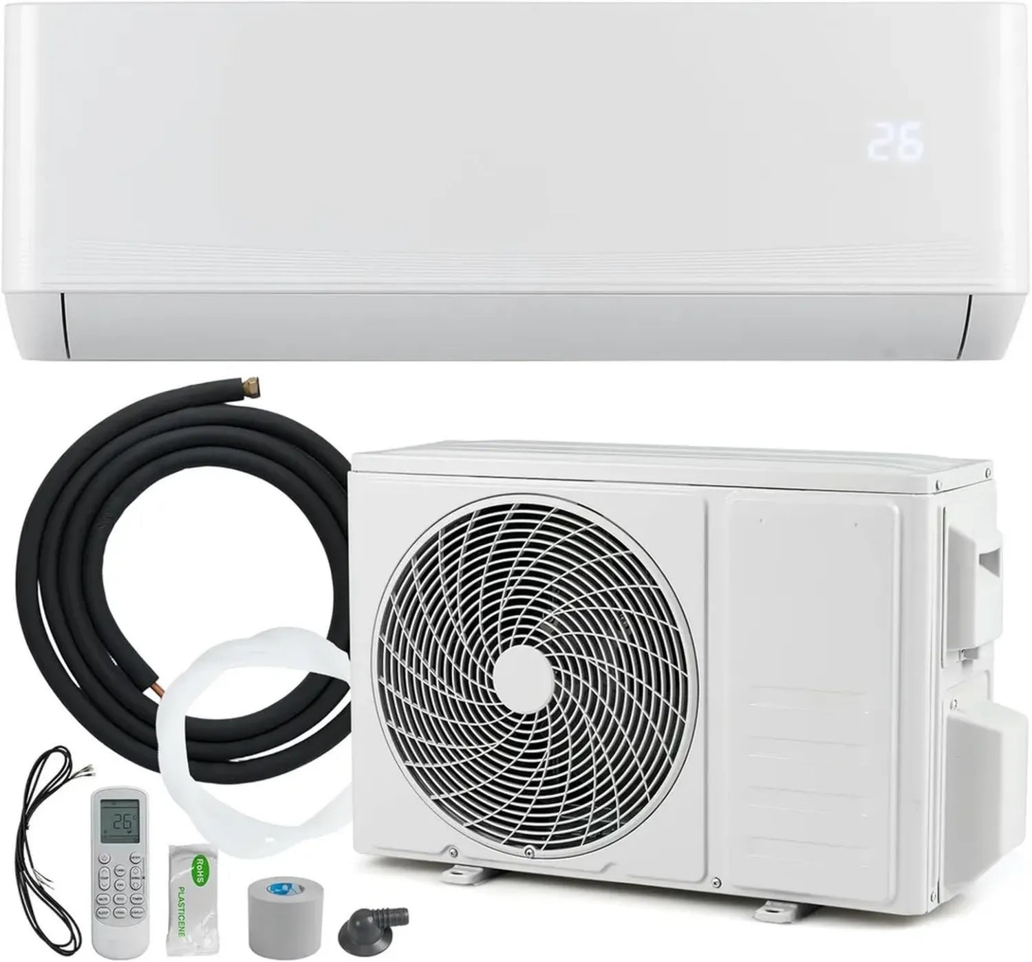 Hocheffiziente Split-Klimaanlage 12000 BTU, 7 Modi & 8 Stufen, inkl. Heiz- und Kühlfunktion, geeignet für Räume bis 70 m²
