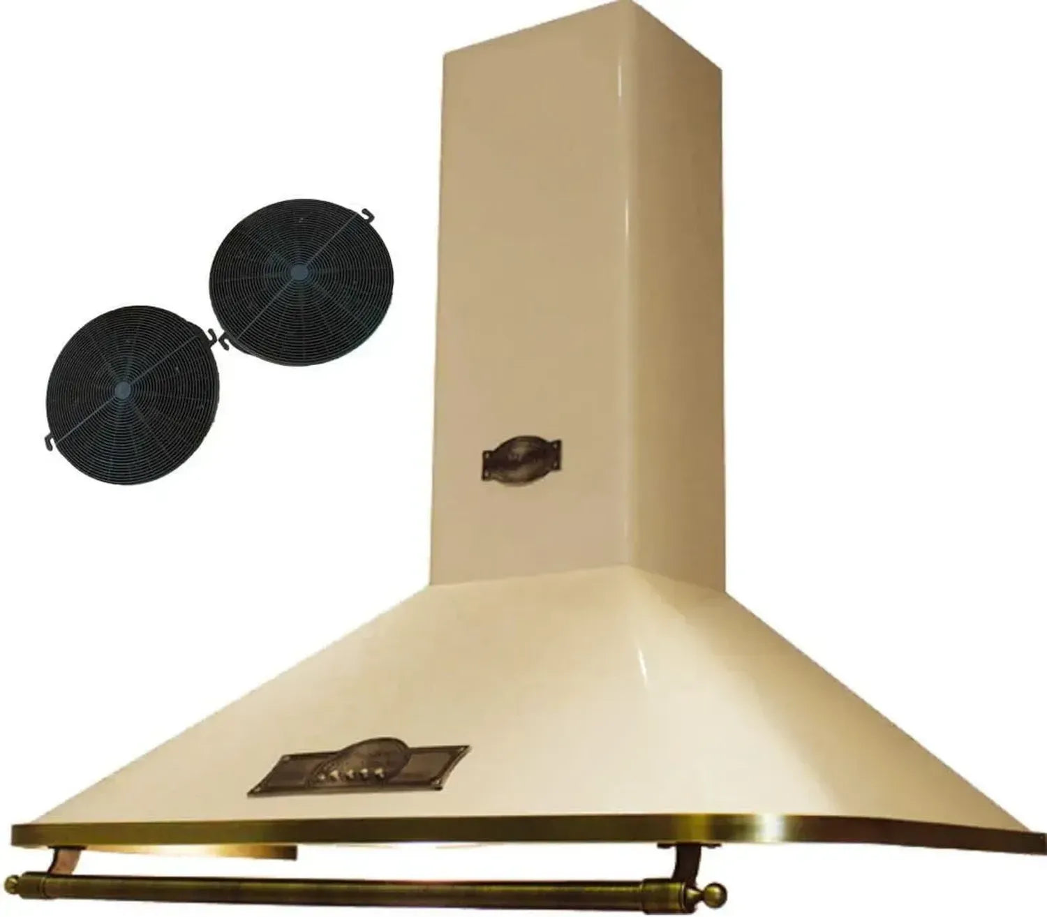 Kaiser EMPIRE Retro Wandhaube 90 cm, Abluft/Umluft, Energieklasse A, Elfenbein mit Bronze Dekoration