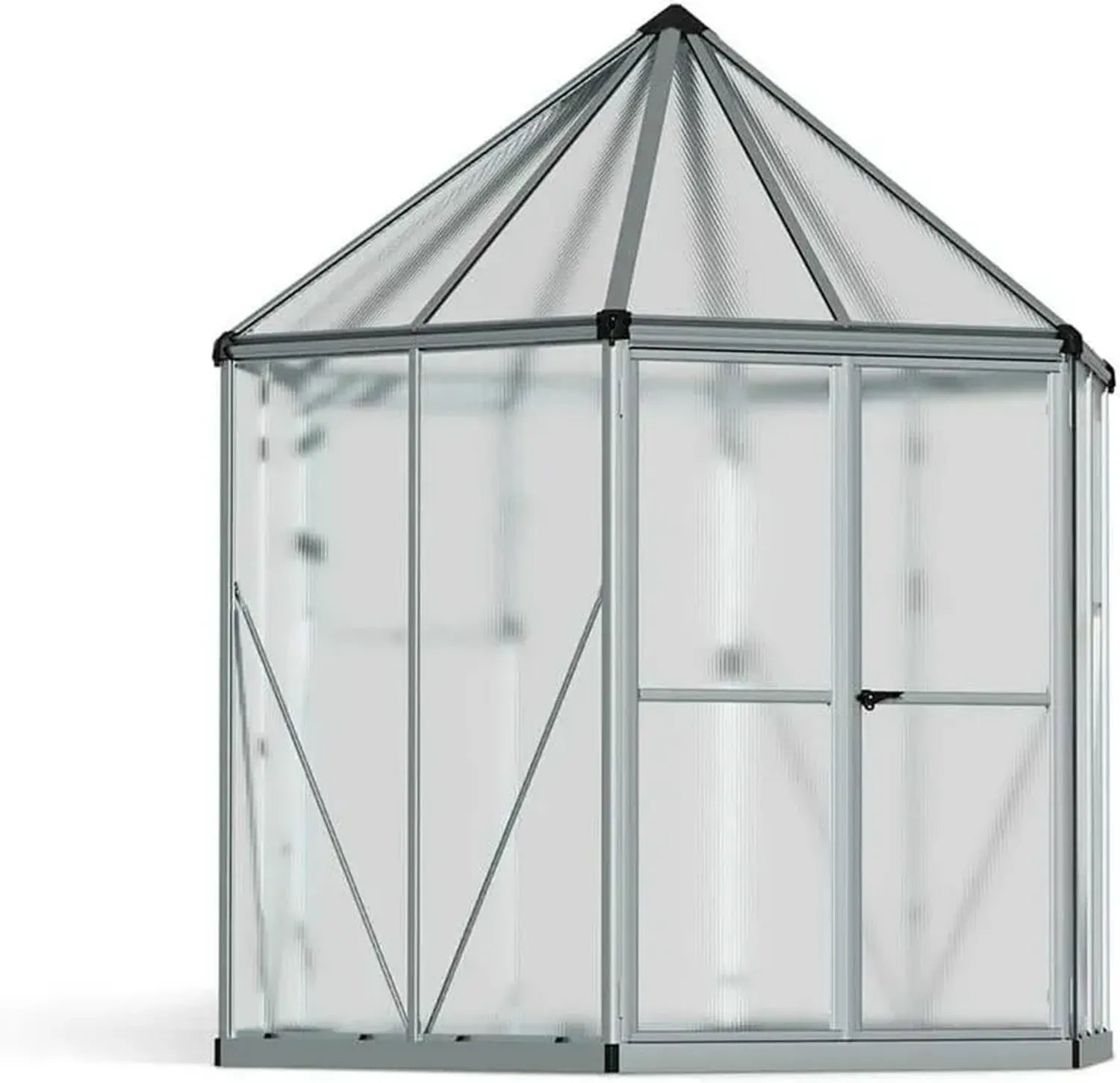 Palram Canopia Aluminium-Gewächshaus Orangerie mit Stahlfundament, UV-beständige Doppelstegplatten