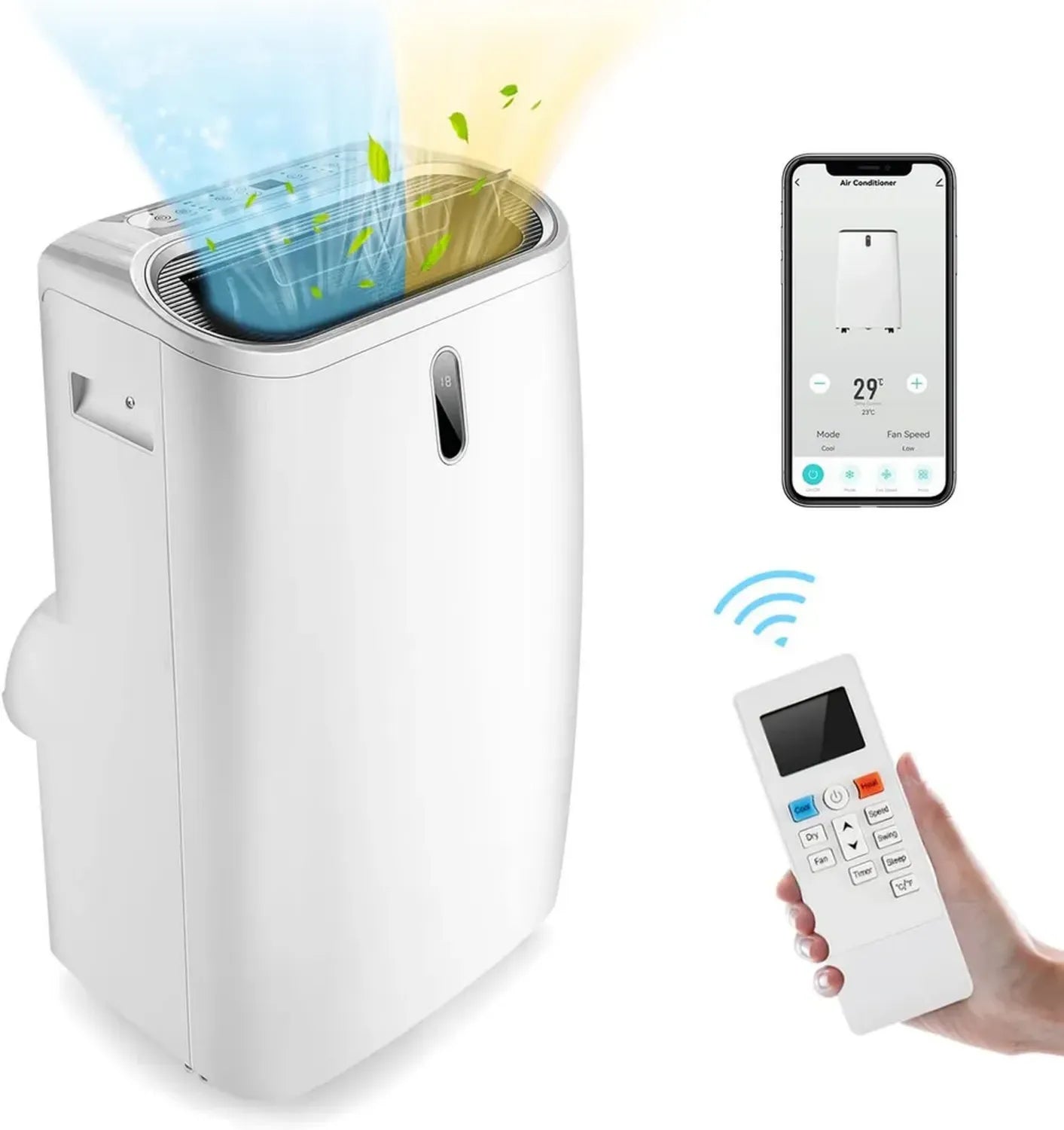 GOPLUS Mobiles Klimagerät 16000 BTU, 5-in-1: Kühlen, Heizen, Entfeuchten, Ventilation, Schlafmodus, App & Fernbedienung, für Räume bis 30㎡, 24-Stunden-Timer