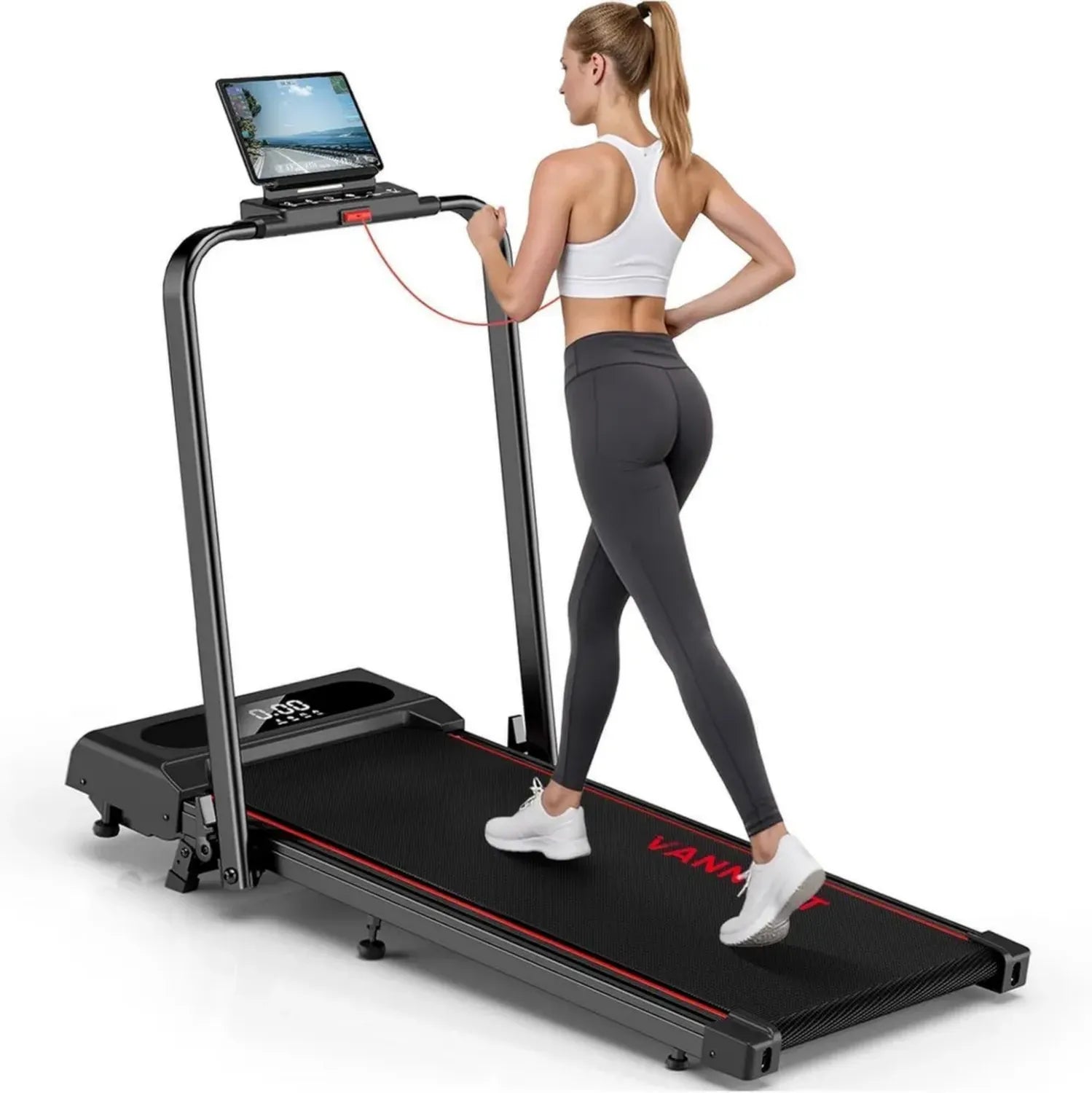 VANNECT Klappbares Laufband für Zuhause, 1-12 km/h, 9% Steigung, Leise mit LCD-Anzeige, Dreifache Steuerung: Fernbedienung, App, Handlauf, Belastbar bis 150 kg
