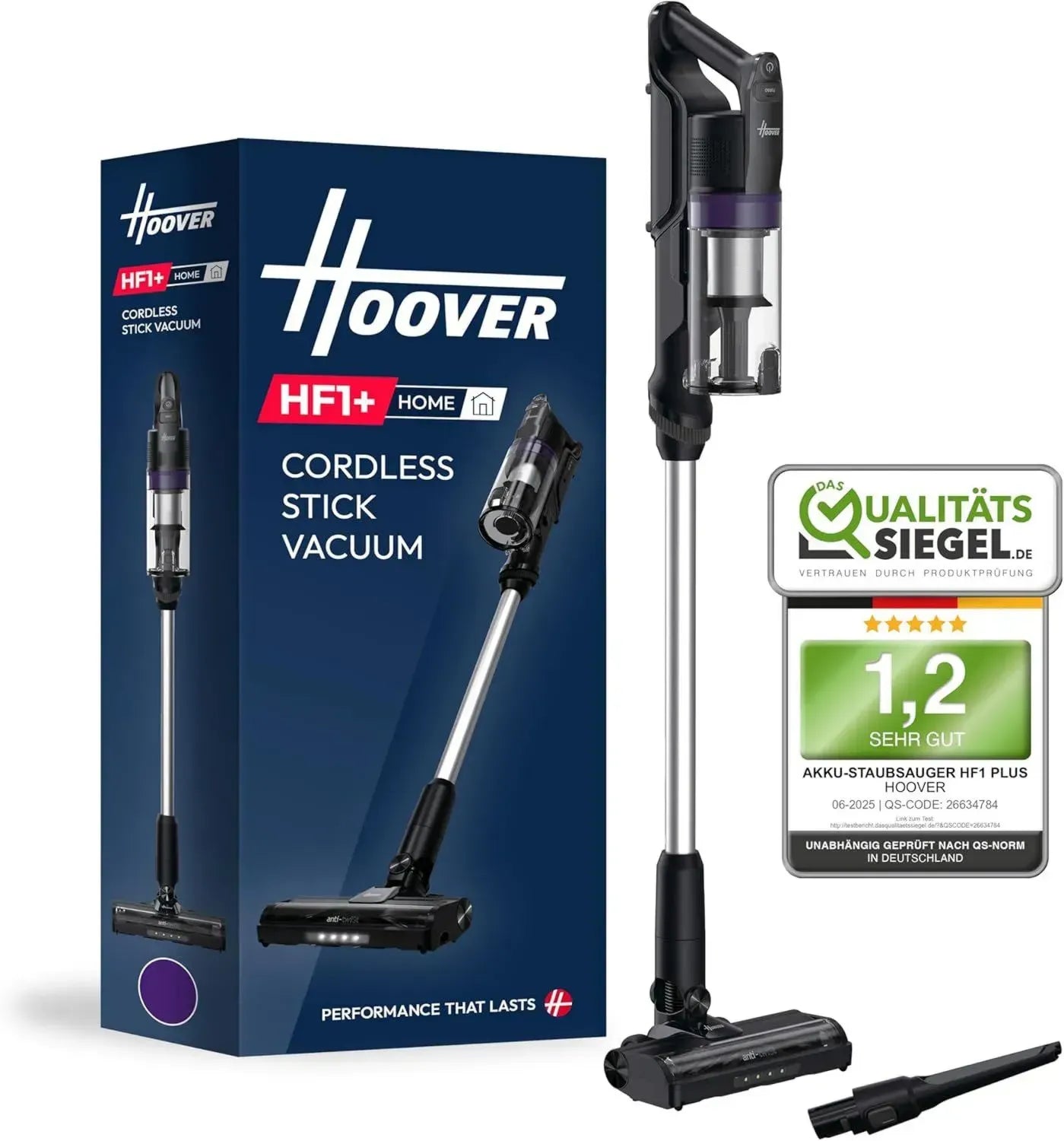 Kabelloser Hoover HF1 Plus Staubsauger, Anti-Verwicklung, Parkposition, großer Staubbehälter, LED-Leuchte, 45 Min Laufzeit, für Allergiker, Teppich, Hartboden, Auto