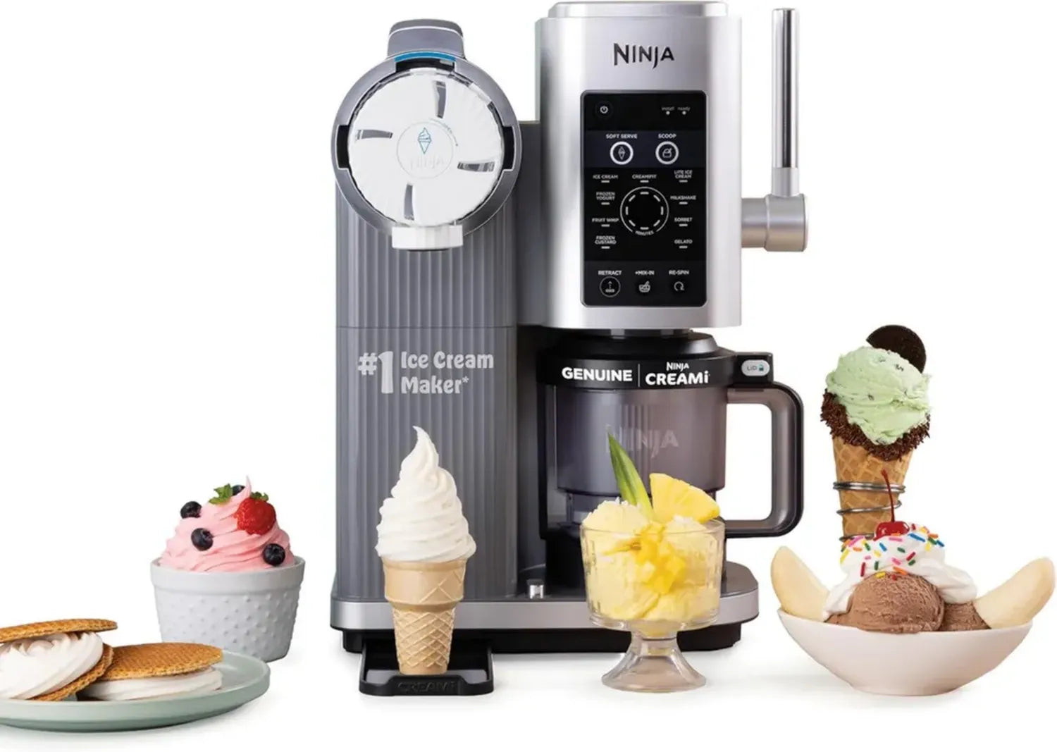 Ninja CREAMi Swirl 13-in-1 Eismaschine, Sorbet, Milchshake & Frozen Joghurt Zubereiter, Kalorienarmes Programm, Inklusive 2 Behälter 473 ml, Kinderfreundlich