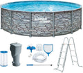 Sommer Waves Aufstellpool Set 427x107 cm in Steinoptik Grau mit Filterpumpe