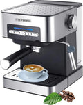 Steinborg Espressomaschine mit 15 Bar und Milchaufschäumer, 1,6L Wassertank, Siebträgermaschine für Cappuccino