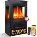 KESSER® Elektrischer Kamin mit Panorama-Fenster, Heizlüfter und LED-Flammeneffekt, WiFi-App, 900/1800W