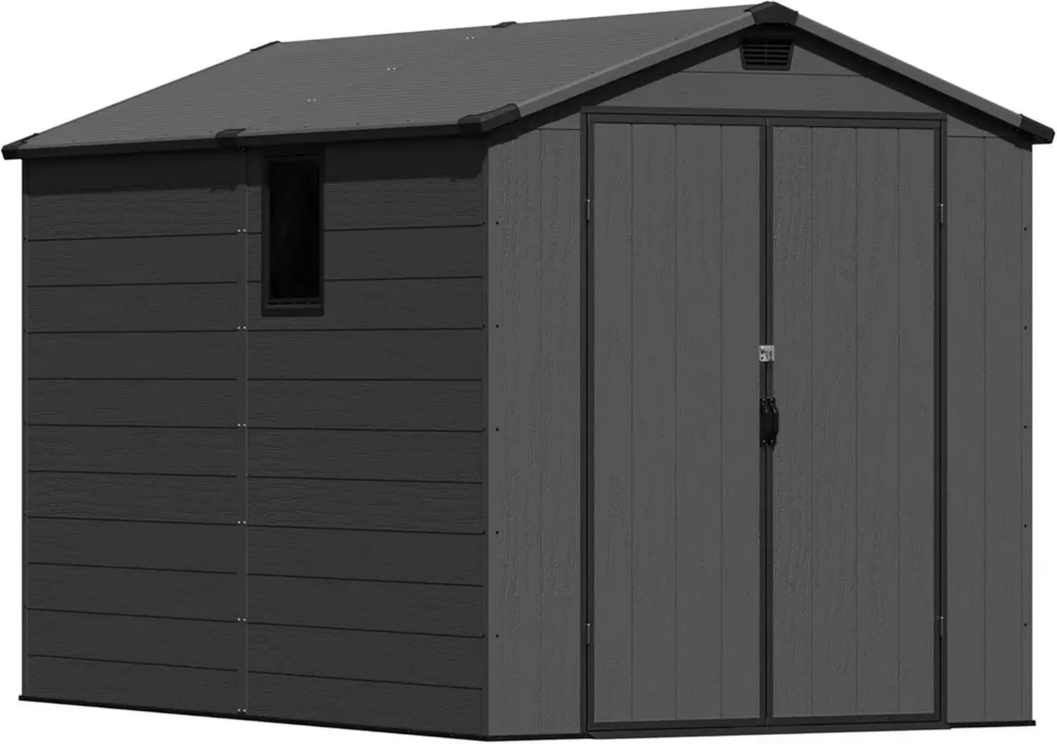 Wetterfestes Kunststoff-Gartenhaus 1,8 x 3 m, abschließbare Tür, ideal für Fahrräder, Werkzeuge und Mülltonnen, dunkelgrau