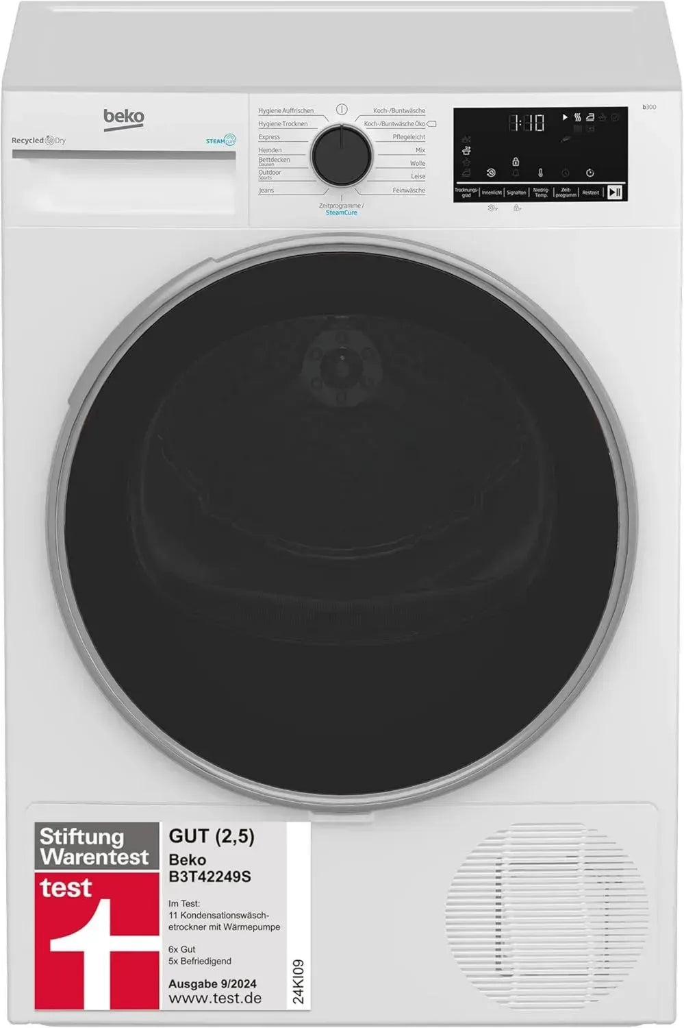 Beko 8kg Wäschetrockner, Allergikerfreundlich, Dampffunktion, 15 Programme, Express, Weiß