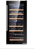 Dual-Zonen-Weinkühlschrank 80L für 24 Flaschen, 5-20°C, Touchpanel, leise & vibrationsarm, schwarze Glastür
