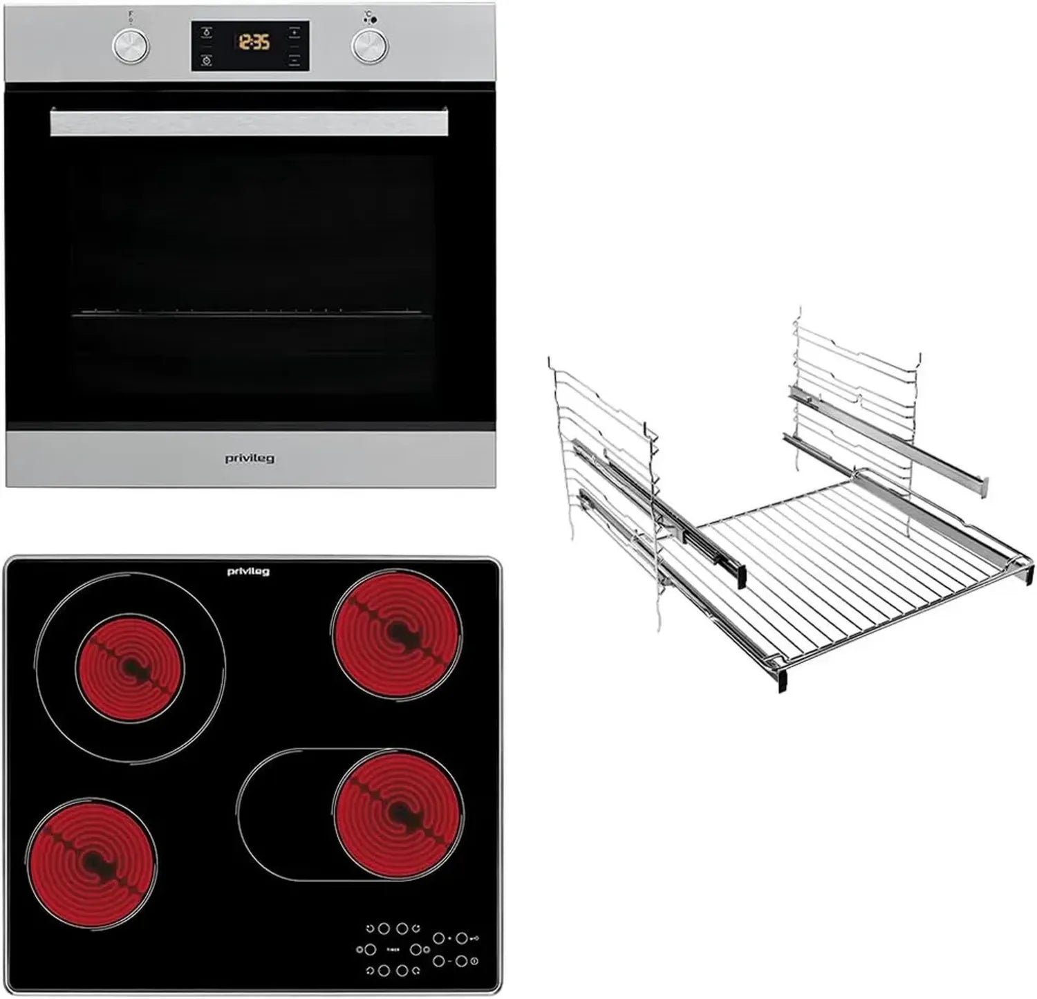 Privileg Einbau-Backofen Set mit Pyrolyse und Maxi Cooking, 71L