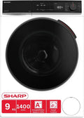 SHARP 9 kg Waschmaschine, 1400 U/Min, Energieklasse A, Inverter Motor, WiFi, AquaStop, Dampffunktion