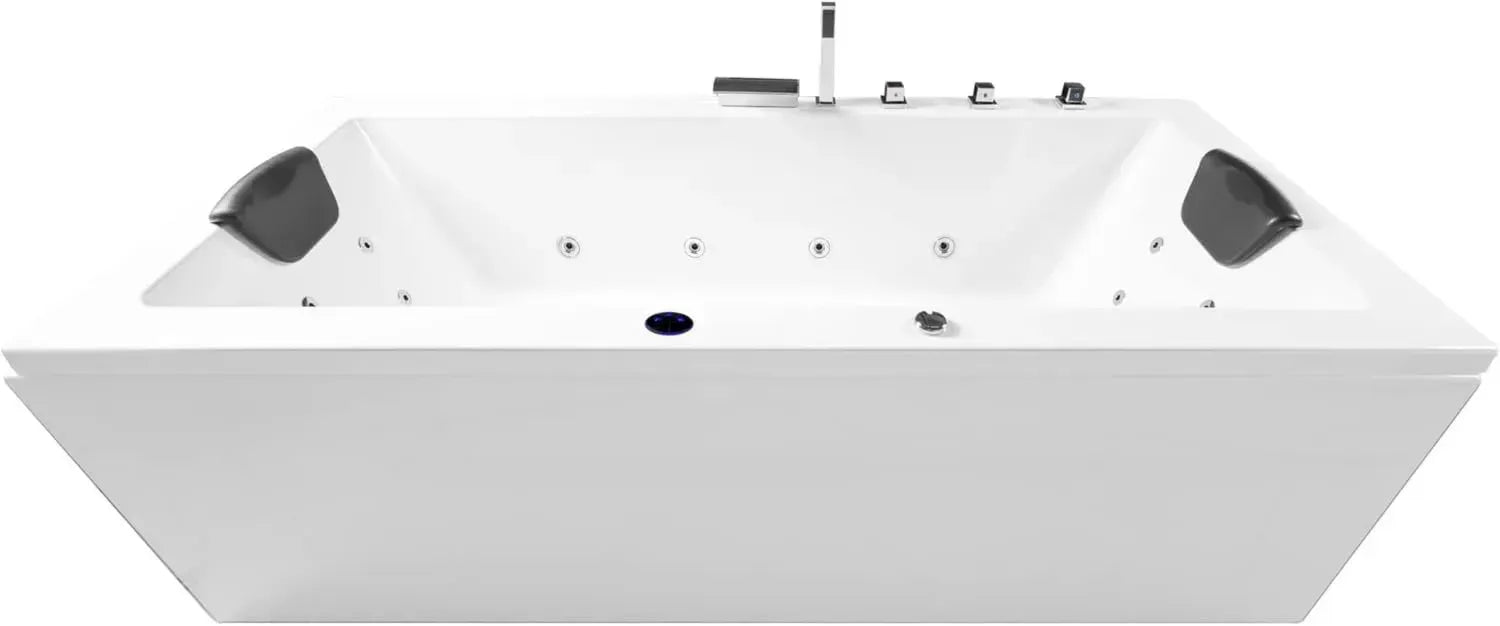 Luxuriöse Naxos Whirlpool-Badewanne für Innen mit 16 Massagejets, Wasserfall und LED-Beleuchtung