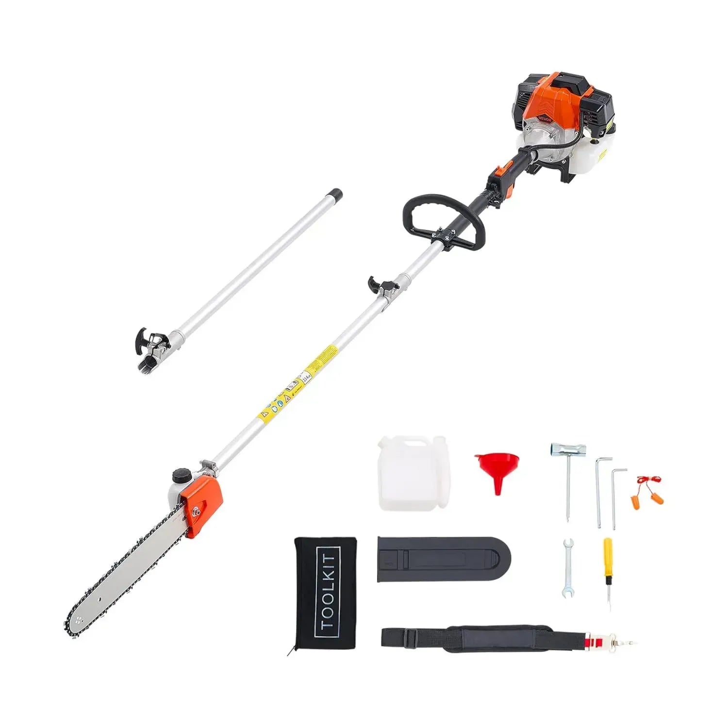 VEVOR 52 ccm Benzin Teleskopsäge, 2-Takt Motorsäge mit verlängerbarer Stange 2,2–2,94 m, 35,6 cm Schwert für sicheres Arbeiten in Baumkronen