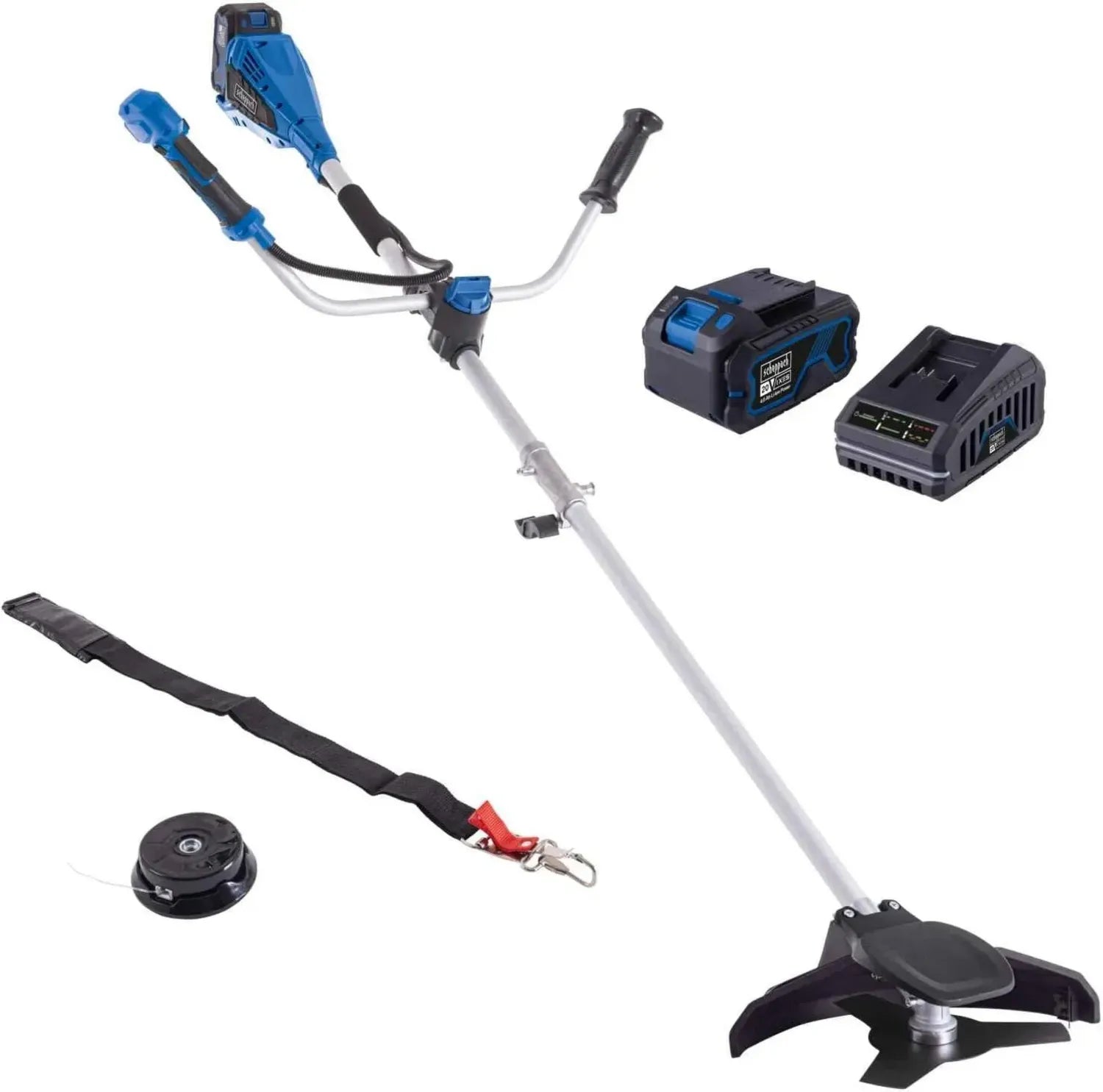 Scheppach Akku-Freischneider Set mit 330 mm Trimmer und 255 mm Motorsense, 20V, inkl. 4Ah Akku und Ladegerät