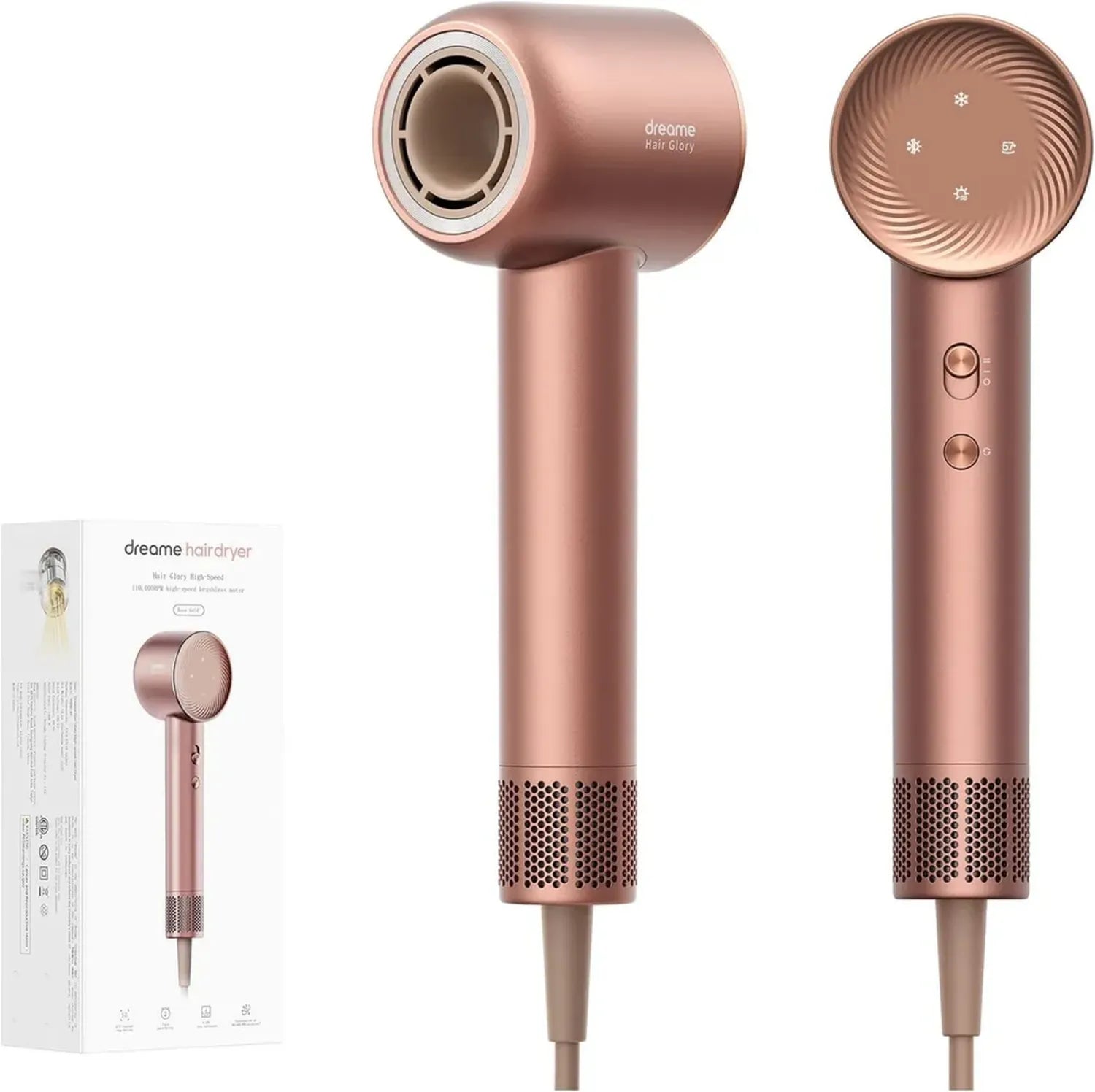 Dreame Hair Glory Haartrockner, 110.000 U/min, Hochgeschwindigkeits-Luftstrom, Ionen-Technologie, individuell einstellbare Temperatur, Rosé