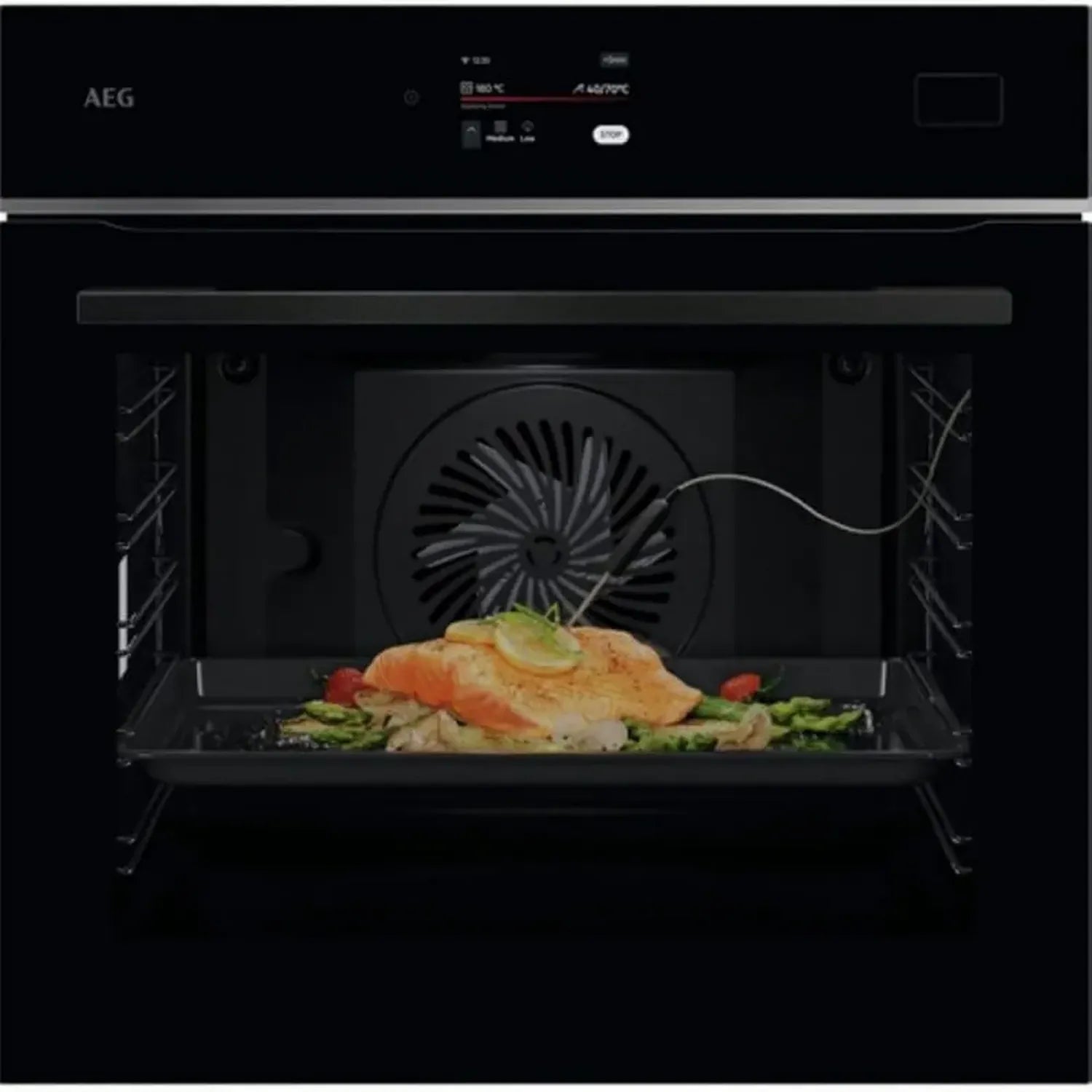AEG Multifunktionsofen 70L, 25 Funktionen, Dampfreinigung, Automatikprogramme, Thermalsonde, WLAN, Schwarz