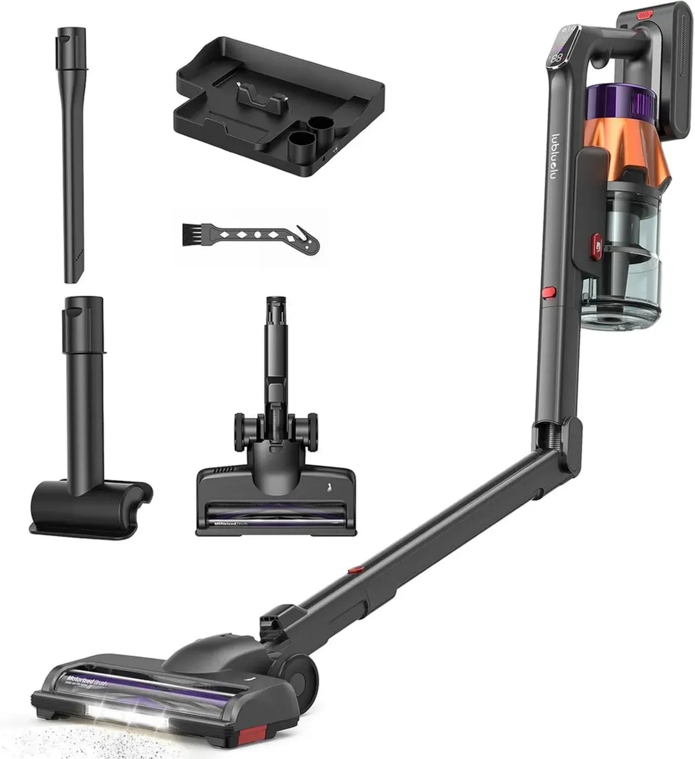 Kabelloser Lubluelu Staubsauger, 50 kPa Leistung, 600 W, selbststehend und faltbar, 65 Min. Laufzeit, Ladestation, 7-fach Filtersystem, ideal für Tierhaare, Hartböden und Teppiche